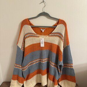 Batlic Born Keller Blue and Orange Striped Sweater Size L